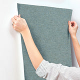 York Tansy Teal Distressed Wallpaper