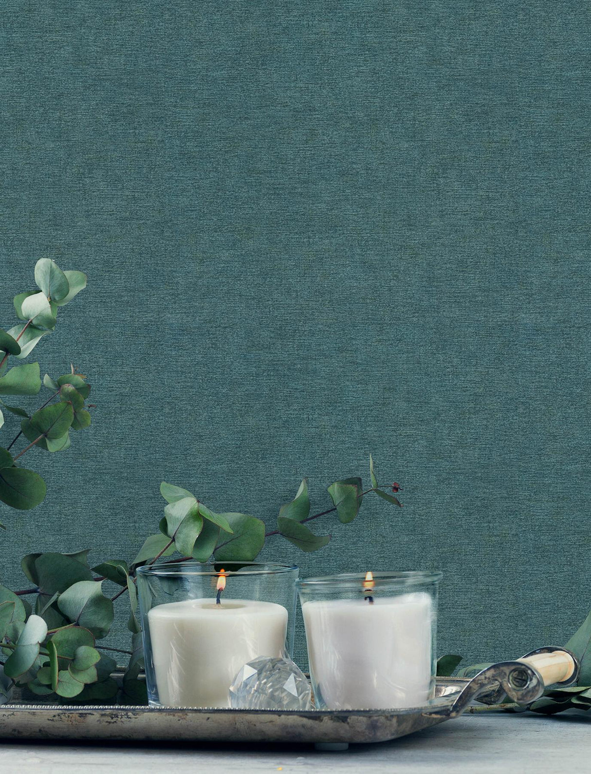York Tansy Teal Distressed Wallpaper
