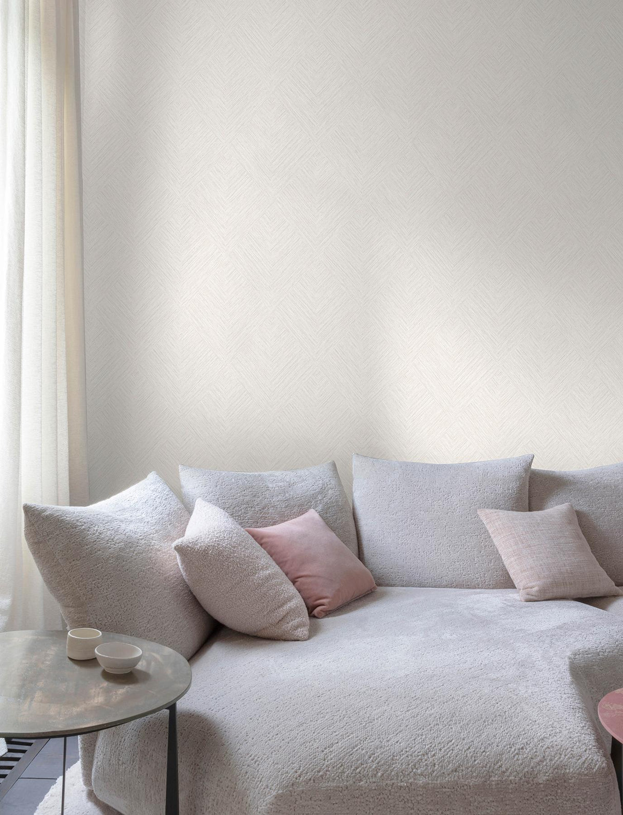 York Hollis Beige Textured Diamond Wallpaper