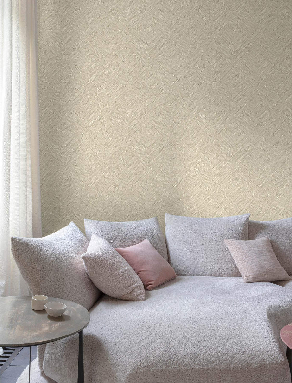 York Hollis Light Brown Textured Diamond Wallpaper