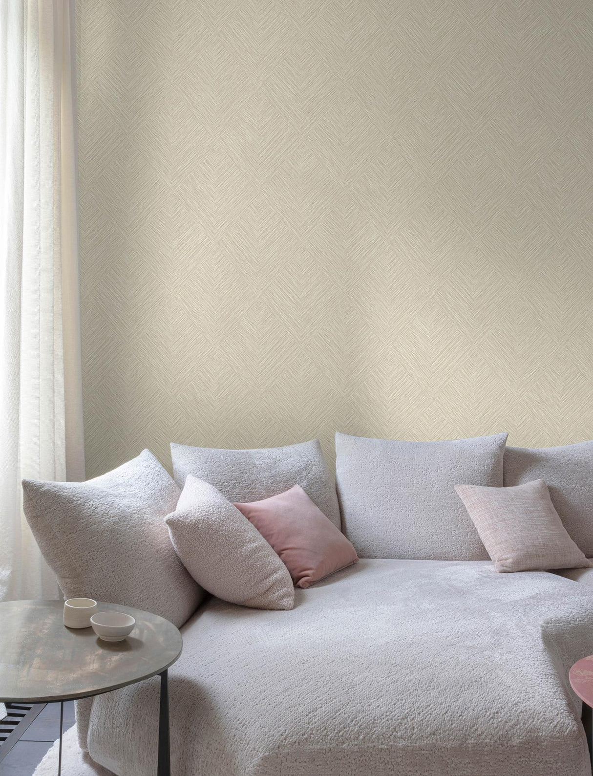 York Hollis Taupe Textured Diamond Wallpaper