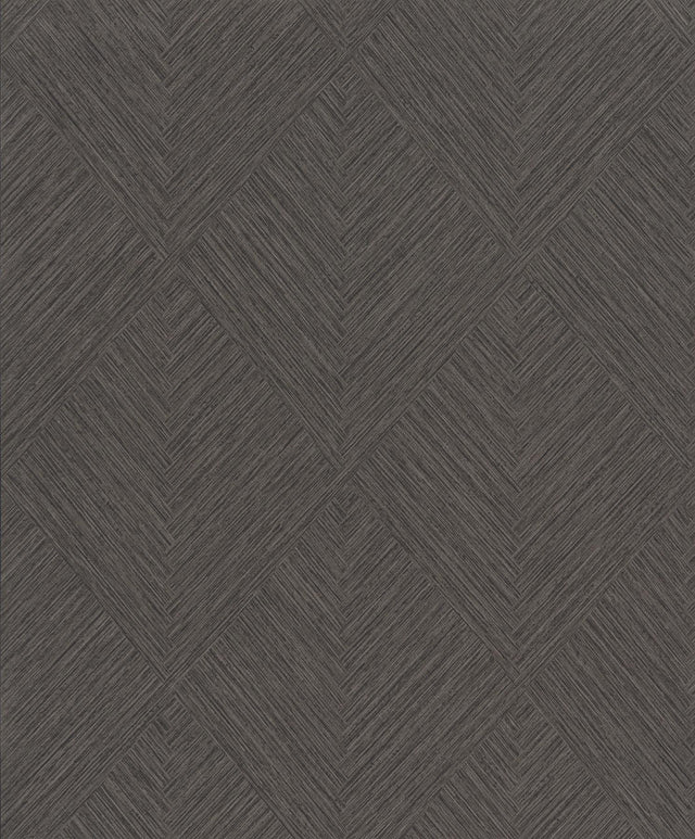 York Hollis Charcoal Textured Diamond Wallpaper