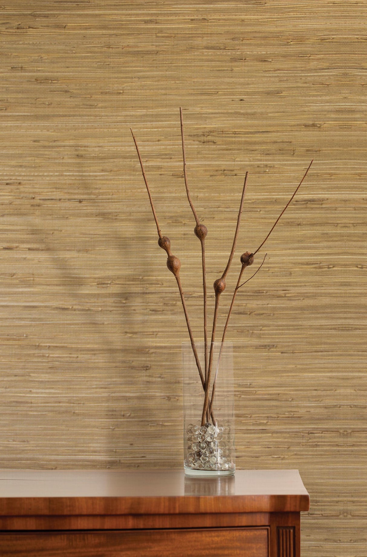 York Mayu Taupe Grasscloth Wallpaper