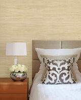 York Qi Taupe Grasscloth Wallpaper