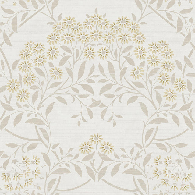 York Penelope Light Yellow Floral Damask Wallpaper