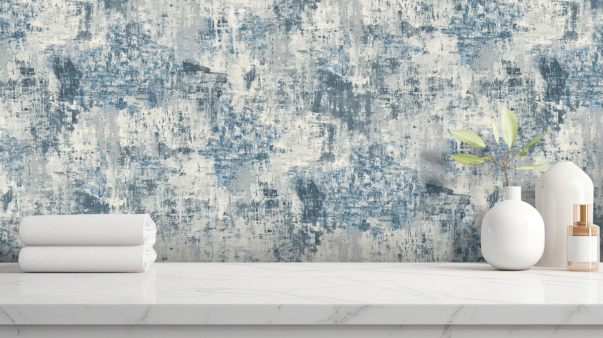 York Sergio Blue Abstract Texture Wallpaper