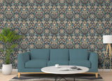 York Birdy Navy Nuthatch Floral Wallpaper