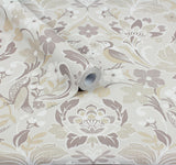York Birdy Neutral Nuthatch Floral Wallpaper