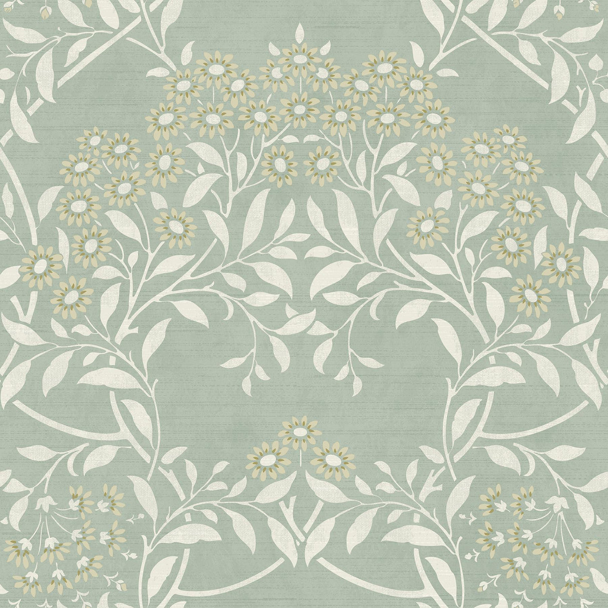 York Penelope Green Floral Damask Wallpaper