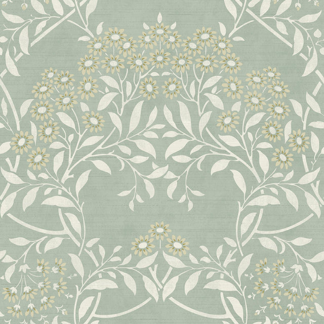 York Penelope Green Floral Damask Wallpaper