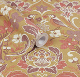 York Birdy Yellow Nuthatch Floral Wallpaper