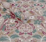 York Birdy Pink Nuthatch Floral Wallpaper