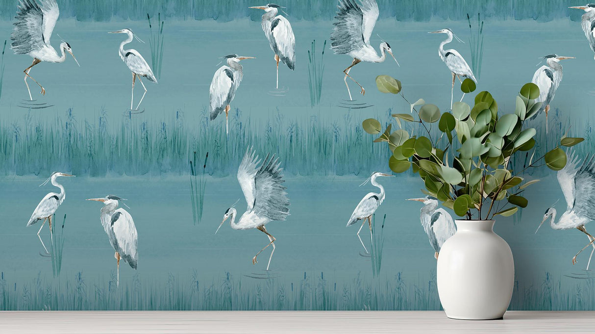 York Gerald Blue Heron River Wallpaper