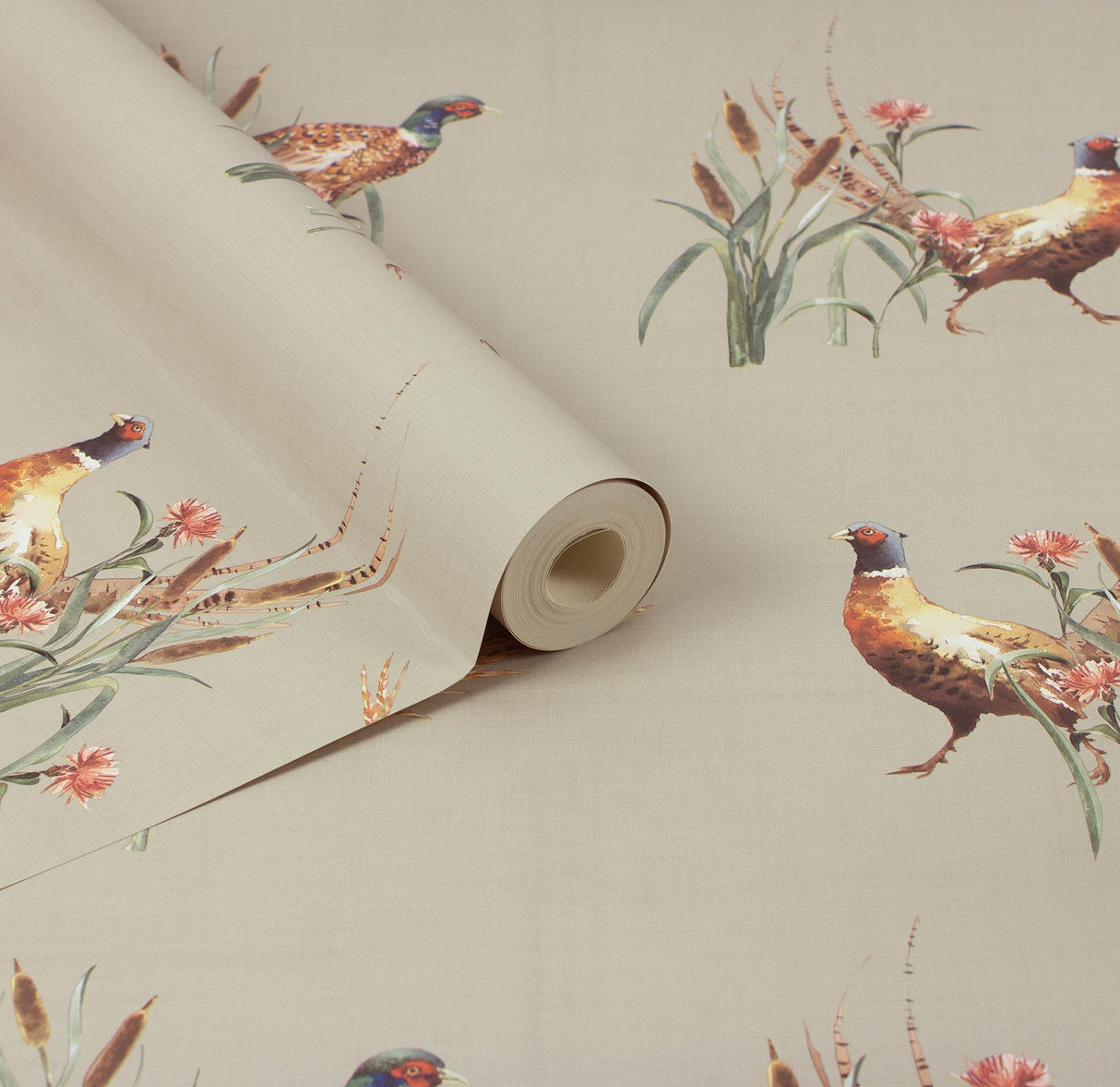 York Eustace Neutral Pheasant Meadow Wallpaper