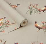 York Eustace Neutral Pheasant Meadow Wallpaper