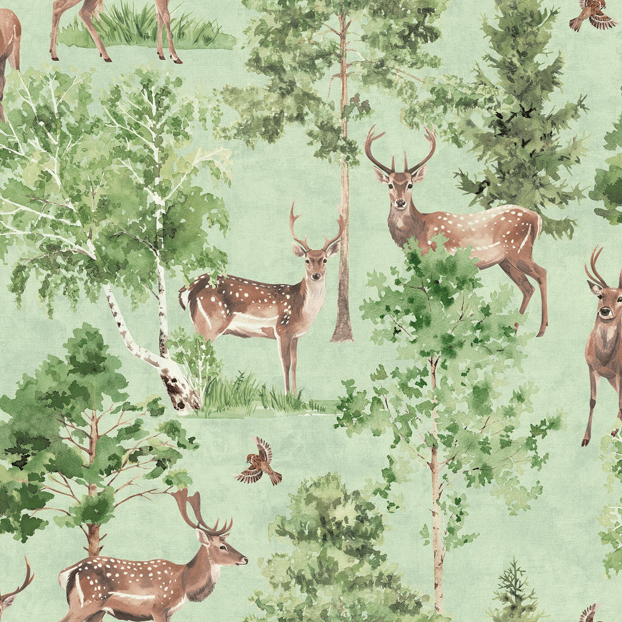 York Cletis Neutral Deer Forest Wallpaper