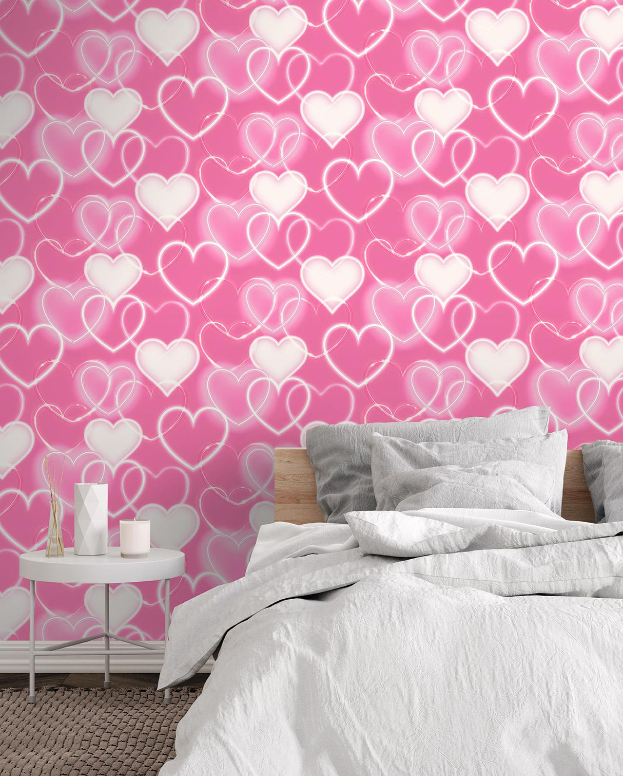 York Effie Pink Neon Heart Wallpaper