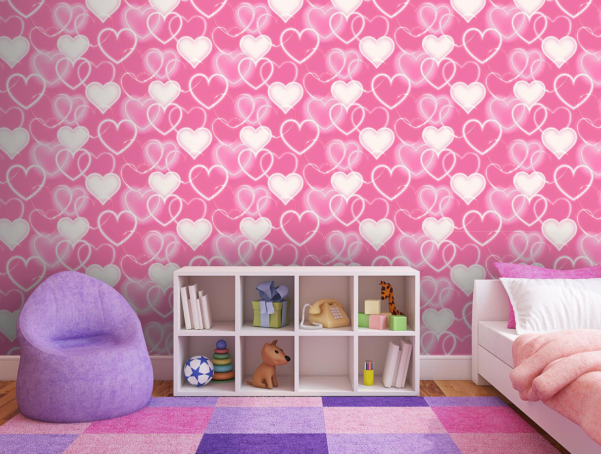 York Effie Pink Neon Heart Wallpaper