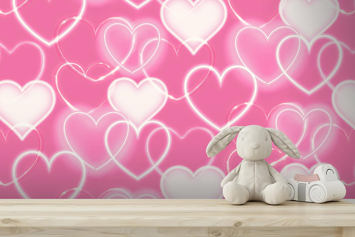 York Effie Pink Neon Heart Wallpaper