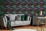 York Mallory Black Vivid Floral Wallpaper