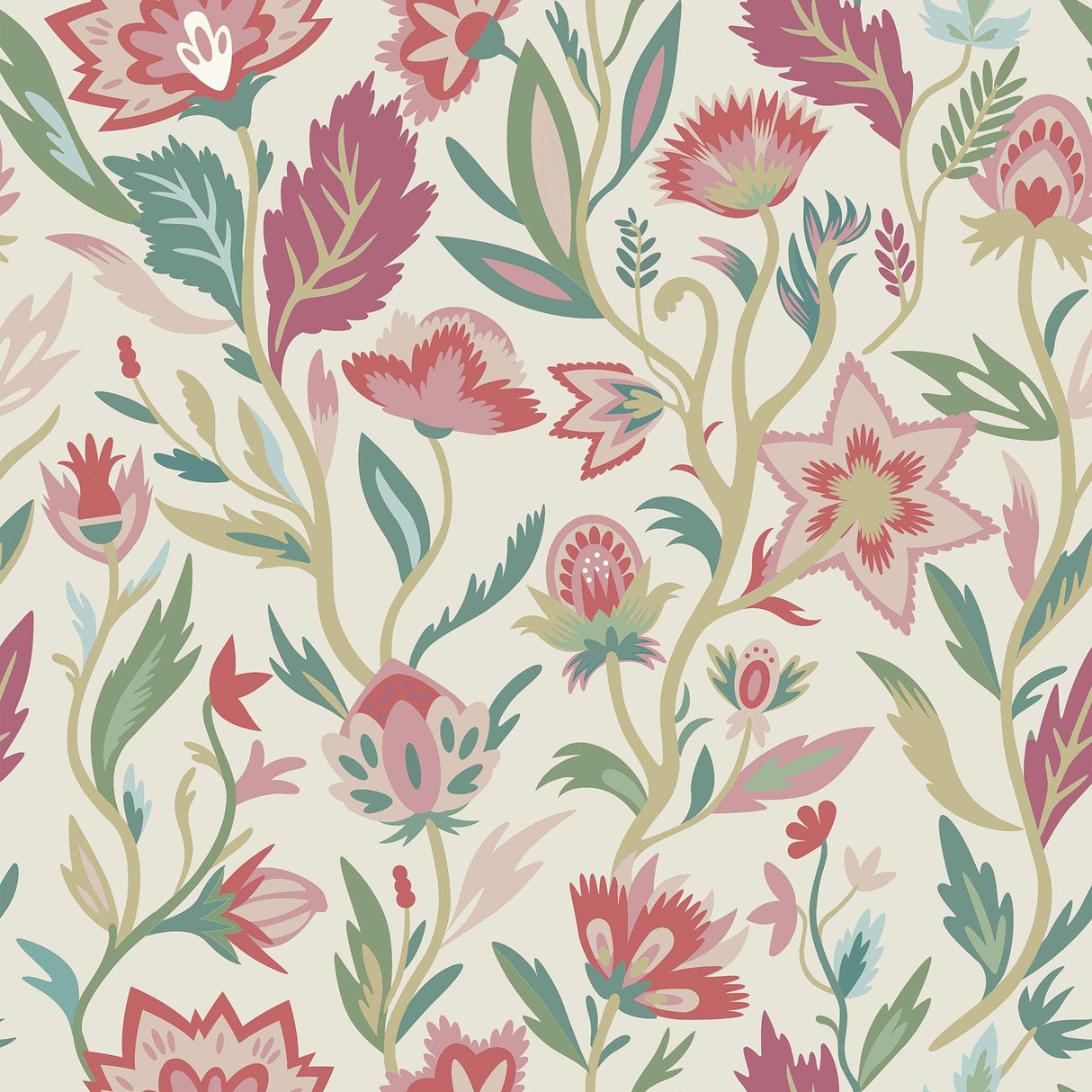 York Mallory Pink Vivid Floral Wallpaper