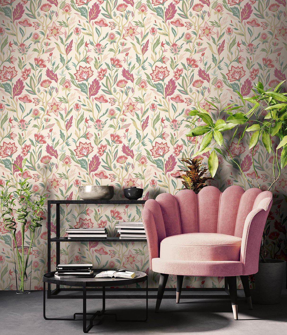 York Mallory Pink Vivid Floral Wallpaper