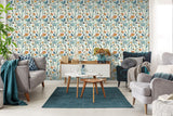 York Mallory Blue Vivid Floral Wallpaper
