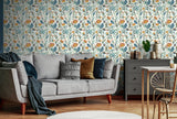 York Mallory Blue Vivid Floral Wallpaper