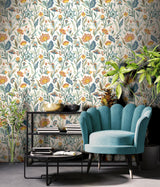 York Mallory Blue Vivid Floral Wallpaper