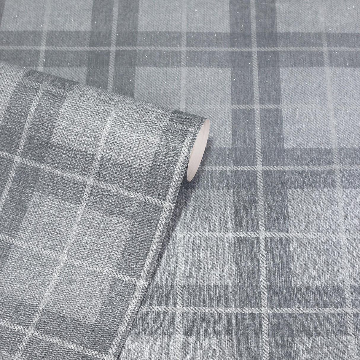 York Hudson Grey Checkered Plaid Wallpaper