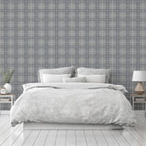 York Hudson Grey Checkered Plaid Wallpaper