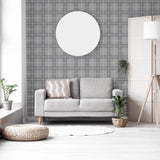 York Hudson Grey Checkered Plaid Wallpaper