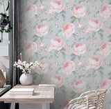 York Rosaline Light Grey Floral Wallpaper