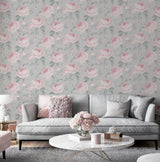 York Rosaline Light Grey Floral Wallpaper