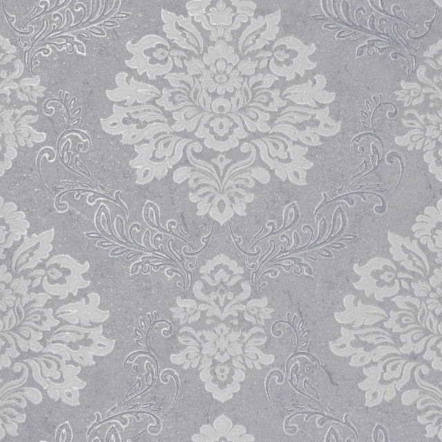 York Harriet Silver Damask Wallpaper