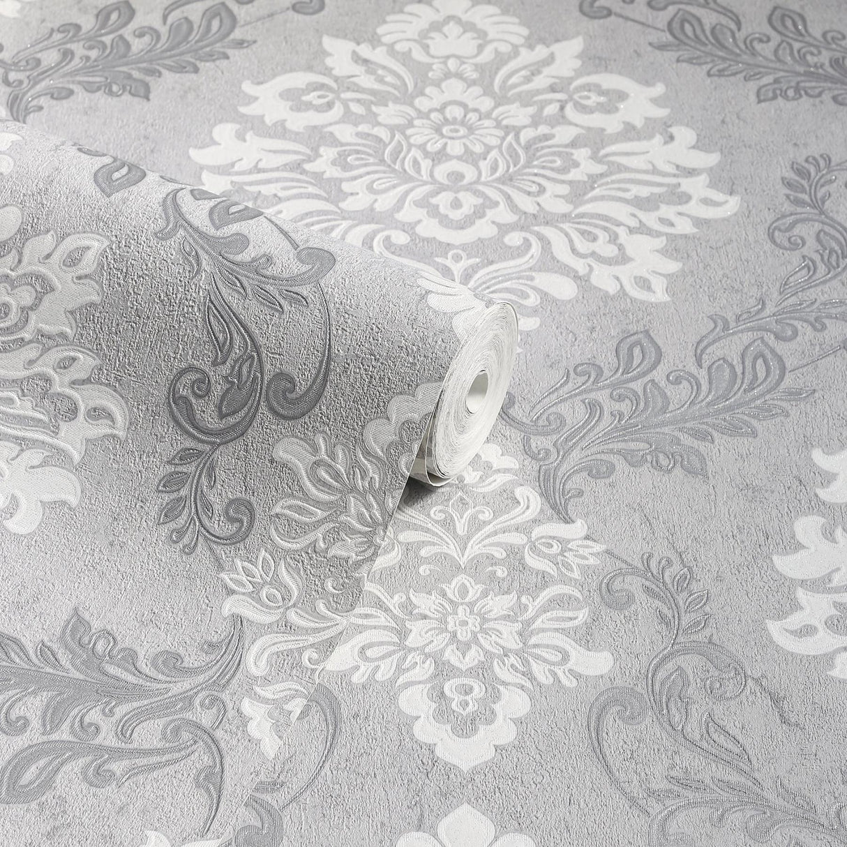 York Harriet Silver Damask Wallpaper