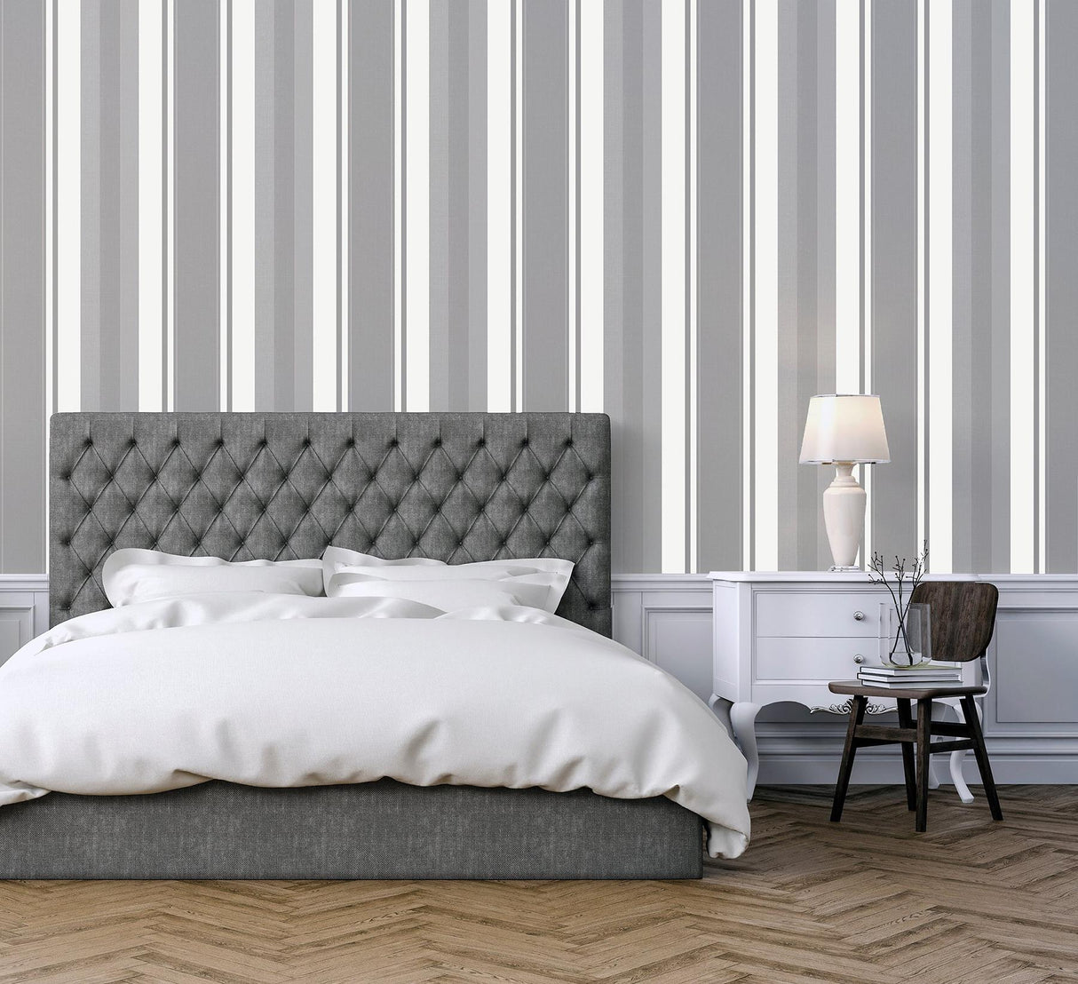 York Palazzo Silver Stripe Wallpaper