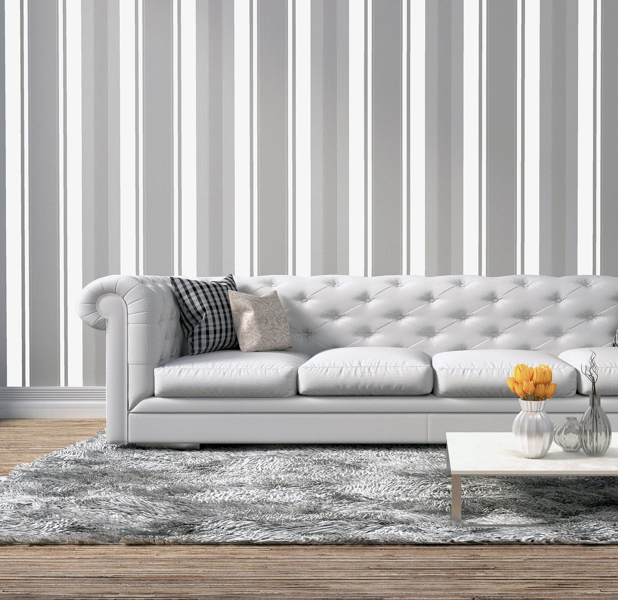 York Palazzo Silver Stripe Wallpaper