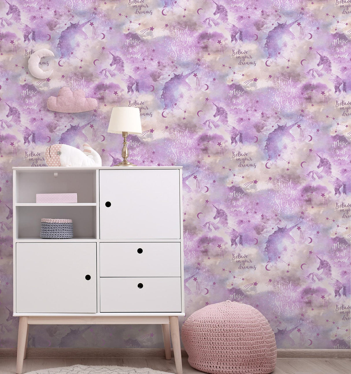 York Xena Pink Galaxy Unicorn Wallpaper