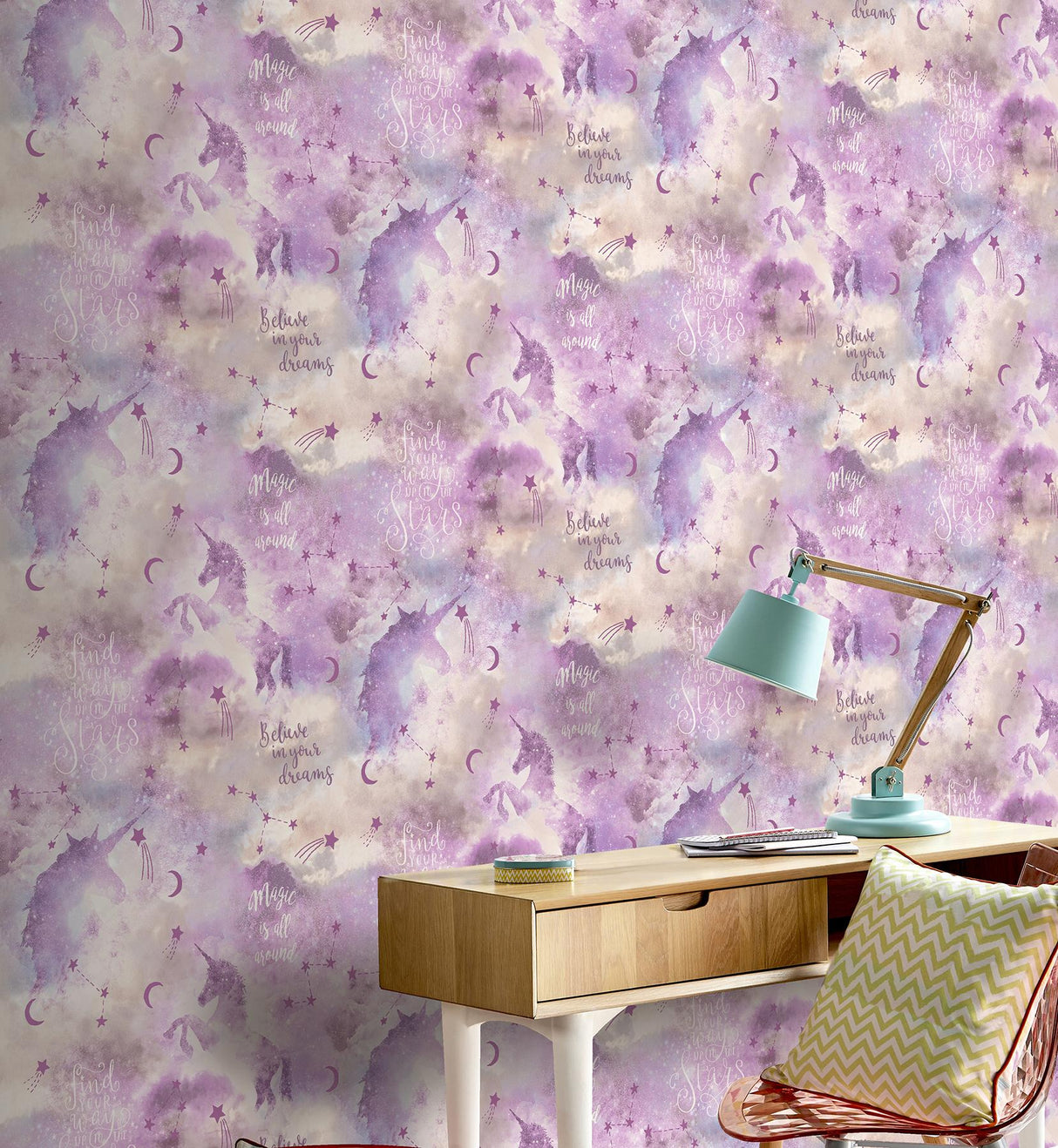 York Xena Pink Galaxy Unicorn Wallpaper