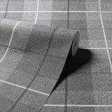 York Hector Charcoal Plaid Wallpaper