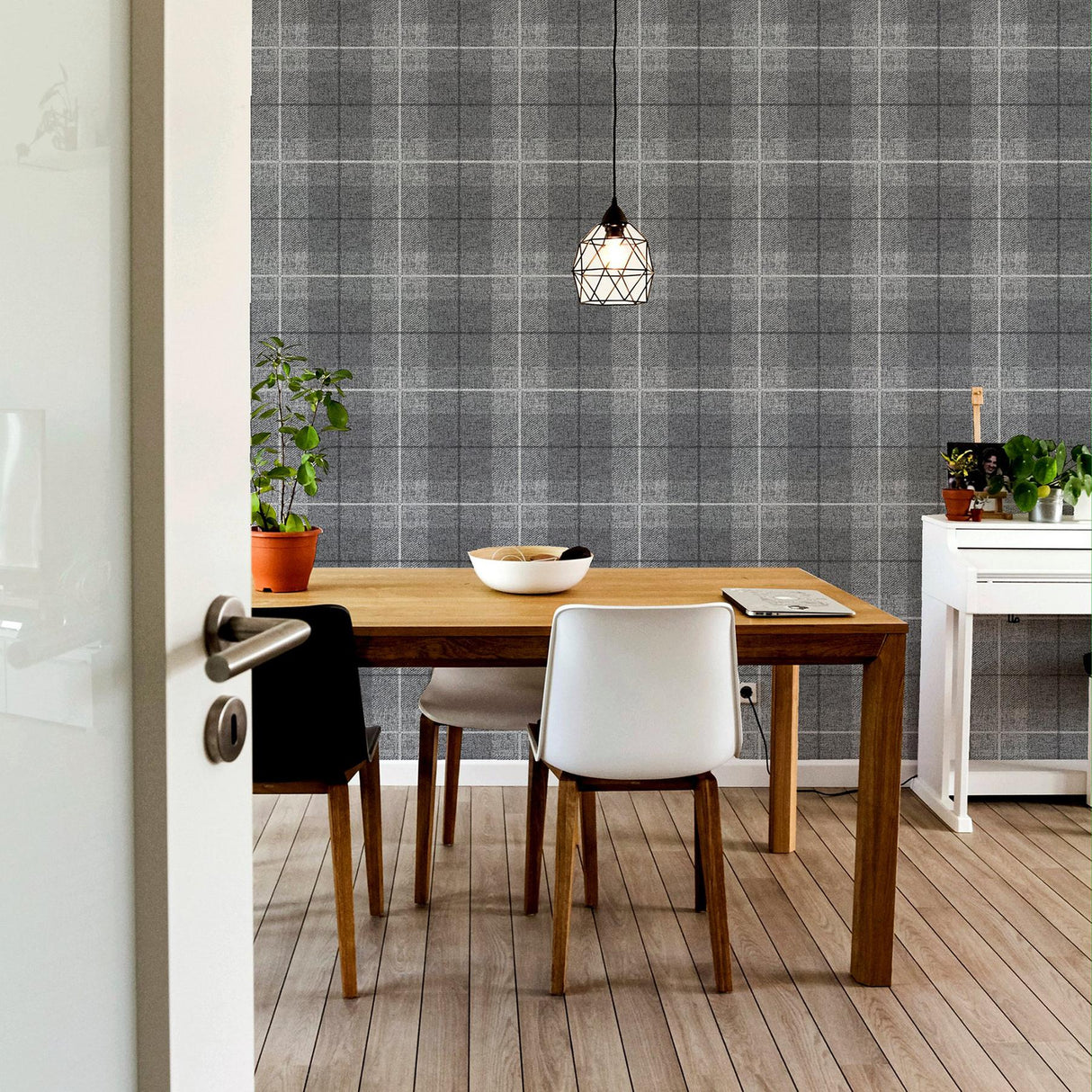 York Hector Charcoal Plaid Wallpaper