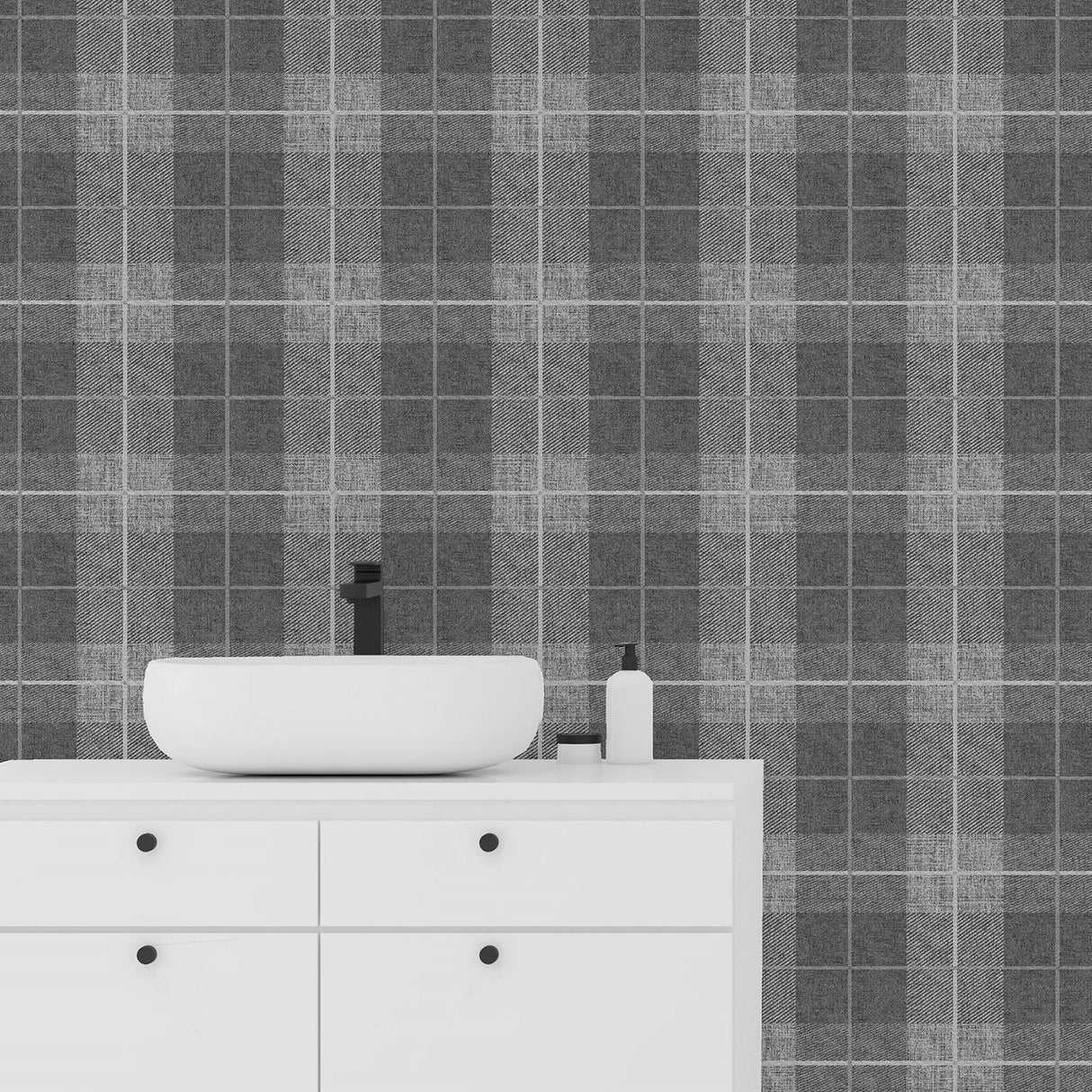 York Hector Charcoal Plaid Wallpaper