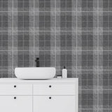 York Hector Charcoal Plaid Wallpaper