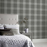 York Hector Charcoal Plaid Wallpaper