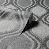 York Ignatius Charcoal Ogee Wallpaper