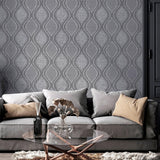 York Ignatius Charcoal Ogee Wallpaper