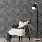 York Ignatius Charcoal Ogee Wallpaper