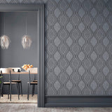 York Ignatius Charcoal Ogee Wallpaper