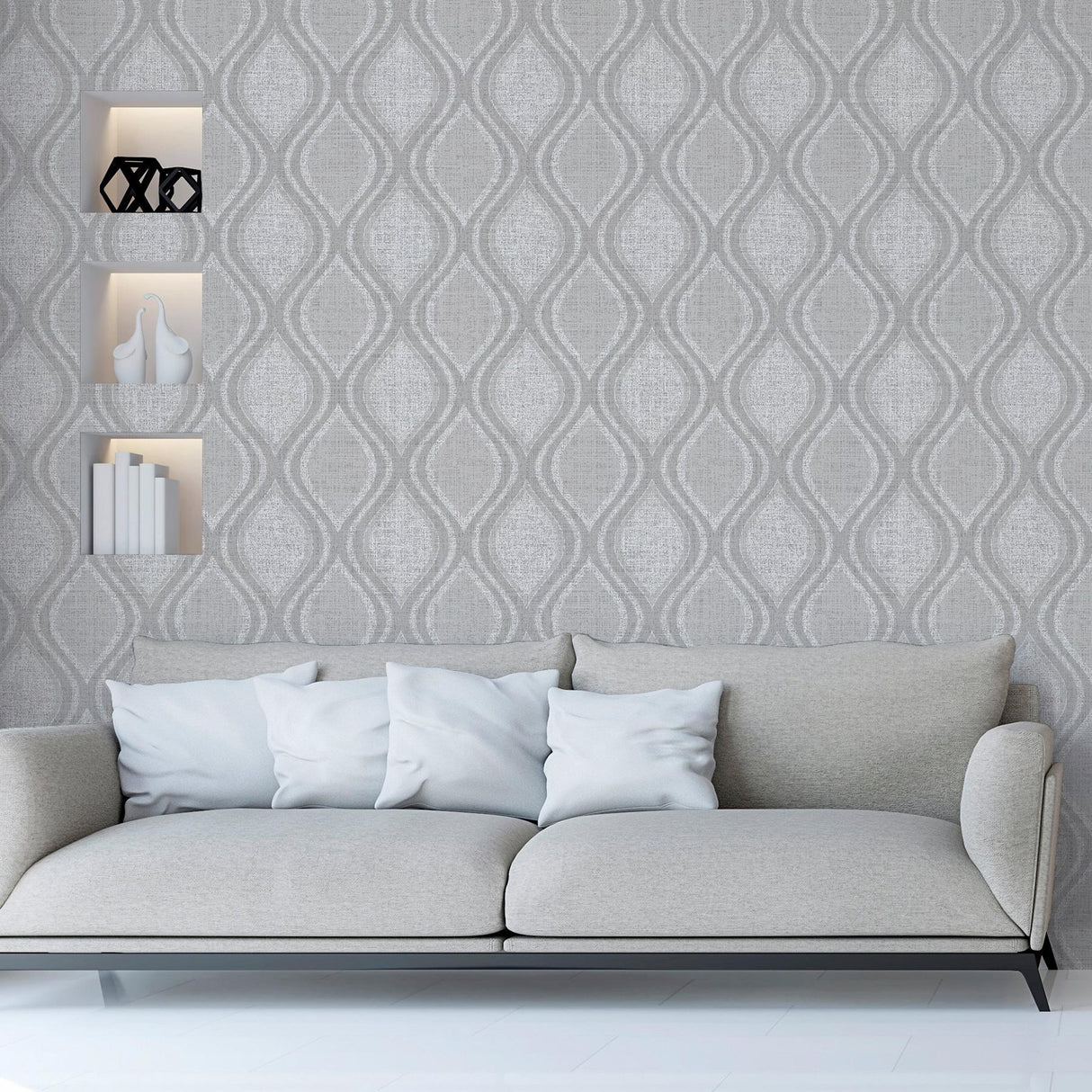 York Ignatius Grey Ogee Wallpaper